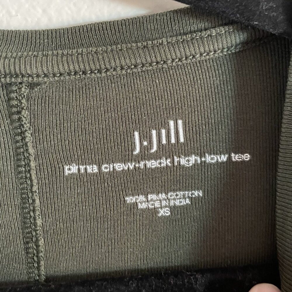 J.Jill Women XS Olive Green Long Sleeve Pima Cotton Crew Neck High Low Tee - Picture 7 of 10